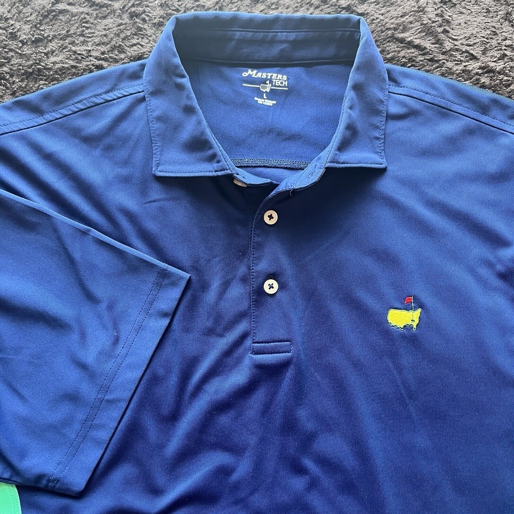 Masters Tech Augusta National Blue Green Golf‎ Polo Shirt Mens L